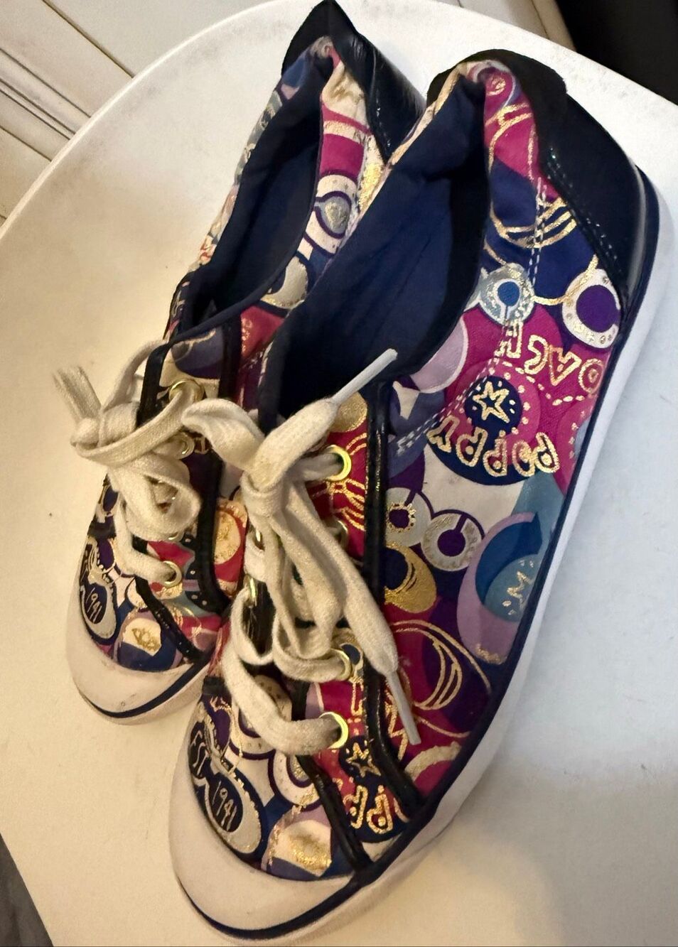 Coach Women's Low-Top Barrett Poppy Signature Pattern Sneakers Multicolor Sz 8.5